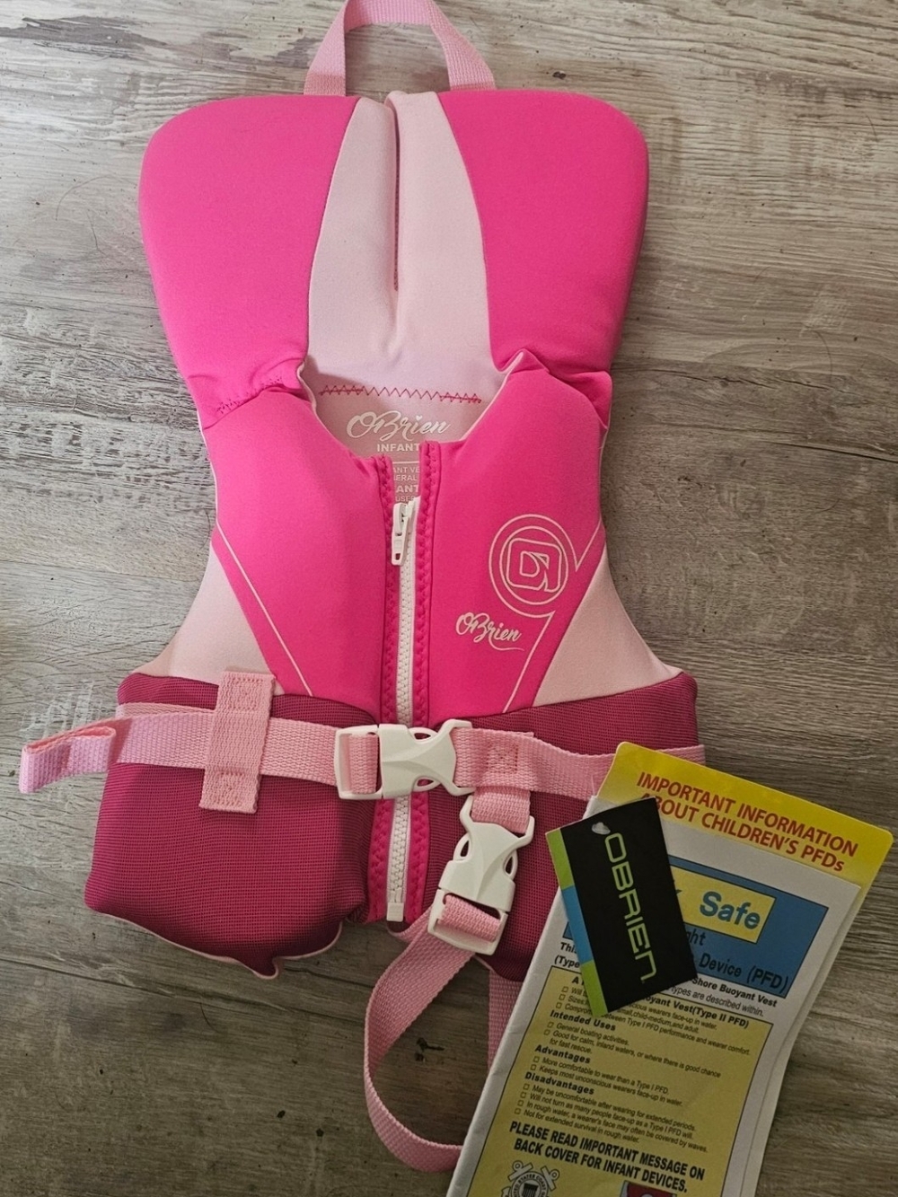O'Brien Pink and Light Pink Infant Life Jacket with Dual Buckles